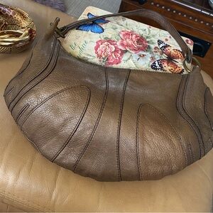 Banana Republic Pebbled Leather HandBag Shoulder Tote Purse  Bronze Medium Size